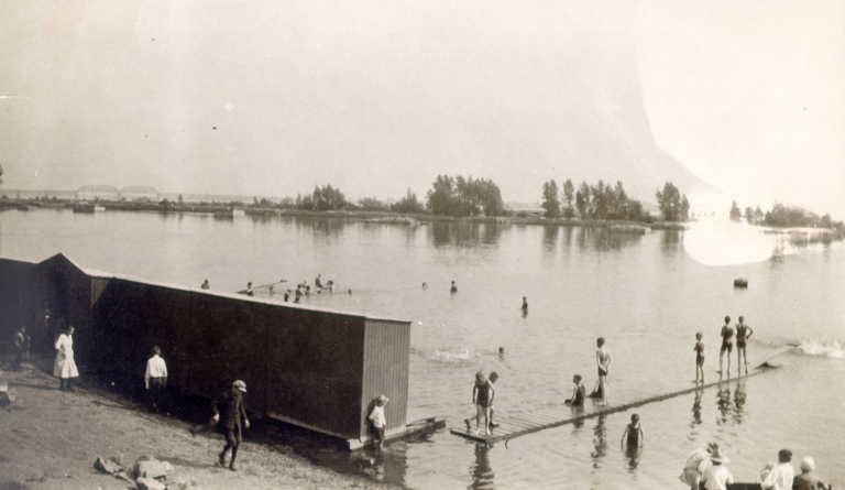 Swimming off the shore of Marquette Park