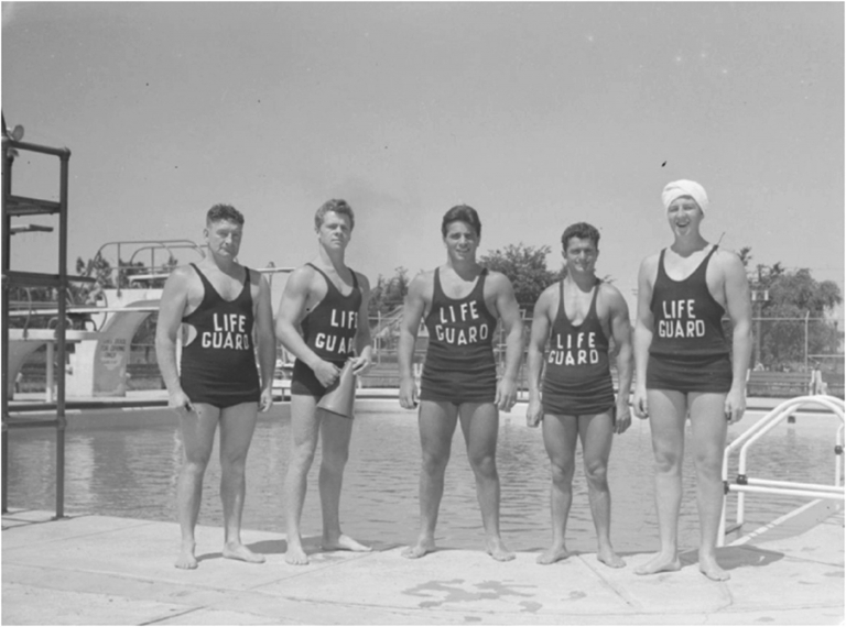 A team of lifeguards at the Natatorium