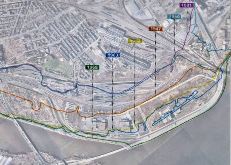 Shorelines by period, between 1801 and 1968